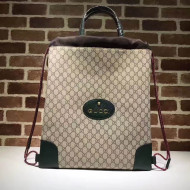 Gucci 473872 GG Supreme Drawstring Backpack Green 2017