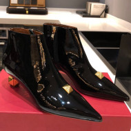 Valentino Roman Stud Patent Leather Short Boots 4.5cm Black 2021