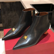 Valentino Roman Stud Calfskin Short Boots 4.5cm Black 2021