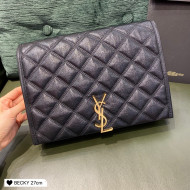 Saint Laurent Becky Chain Bag in Diamond-Quilted Lambskin 579607 Black 2020