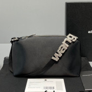 Alexander Wang Heiress Silk Mini Pouch Bag with Crystal Logo 3068 Black 2021