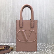 Valentino VLogo Walk Calfskin Vertical Mini Tote Bag 1054 Pink 2021