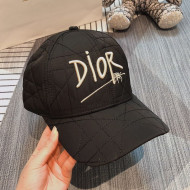Dior Cannage Baseball Hat with DIOR Embroidery Black 15 2020