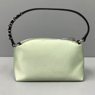 Alexander Wang Heiress Silk Mini Pouch Bag with Crystal Logo 3068 Green 2021