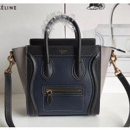 Celine Nano Luggage Handbag In Smooth Calfskin Blue/Black/Grey 2020