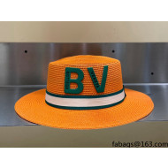 Bottega Veneta Straw Wide Brim Hat BVH31603 Orange 2022