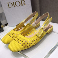 Dior x Moi Slingback Ballerinas Flats in Yellow Cannage Embroidered Mesh 2021