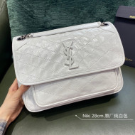 Saint Laurent Niki Medium Bag in Crinkled Vintage Leather 633158 Pure White 2021