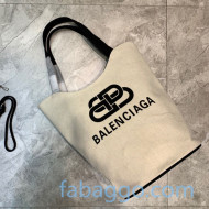 Balenciaga Wave Medium Bucket Tote Bag in White Canvas 2020