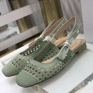 Dior x Moi Slingback Ballerinas Flats in Green Cannage Embroidered Mesh 2021