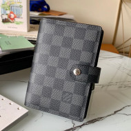 Louis Vuitton Small Ring Agenda Notebook Cover in Black Damier Canvas R20005 Black 2021 04