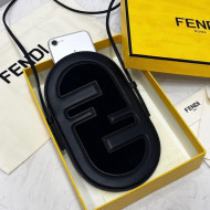 Fendi 12 Pro Phone Holder in Black Leather and Suede 2021 8526
