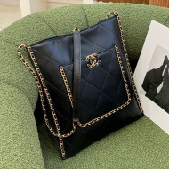 Chanel Calfskin Shopping Bag with Chain AS2973 Black 2021