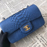 Chanel Python Leather and Deerskin Small Flap Bag 1116 Blue