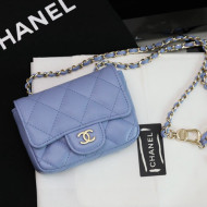 Chanel Quilted Lambskin Classic Belt Bag AP1952 Blue 2020