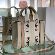 Chloe Small Woody Canvas Tote Bag with Strap Nude 2022 N7666