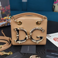 Dolce&Gabbana Small DG Girls Top Handle Bag in Calfskin Apricot 2021