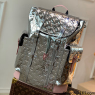 Louis Vuitton Christopher PM Backpack in Monogram Mirror Coated Canvas M58756 Silver/Pink 2021