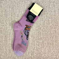 Gucci Print Lurex GG Short Socks Purple 2019