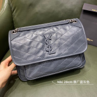 Saint Laurent Niki Medium Bag in Crinkled Vintage Leather 633158 Dusty Blue 2021