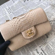 Chanel Python Leather and Deerskin Small Flap Bag 1116 Nude