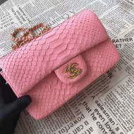 Chanel Python Leather and Deerskin Small Flap Bag 1116 Pink