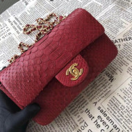 Chanel Python Leather and Deerskin Small Flap Bag 1116 Burgundy