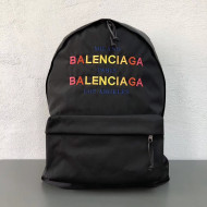Balenciaga Explorer Nylon Backpack Embroidered "Balenciaga" Black 2018