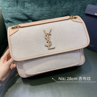 Saint Laurent Niki Medium Bag in Canas and Leather 633158 Beige 2021