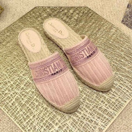Dior Granville Espadrille Mules in Metallic Thread Embroidered Cotton Pink 2021