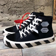 Off-White Cotton Canvas Striped High-Heel Sneakers Black 2019 (For Women and Men)
