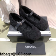 Chanel Shearling Mary Janes Flats Black 2021 112222