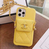 Chanel Leather Pouch iPhone Case Yellow 2021