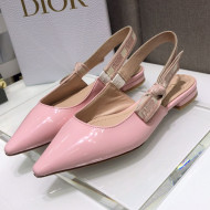 Dior J'Adior Slingback Ballerinas Flats in Pink Patent Calfskin 2021