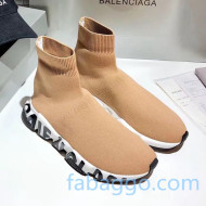 Balenciaga Speed Knit Sock Graffiti Sole Boot Sneaker Beige/Black 2020 ( For Women and Men)