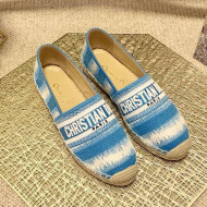 Dior Granville Espadrilles in Ocean Blue D-Stripes Embroidered Cotton 2021