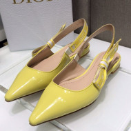 Dior J'Adior Slingback Ballerinas Flats in Yellow Patent Calfskin 2021