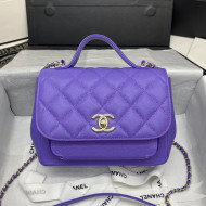 Chanel Quilted Grained Calfskin Flap Messenger Bag A93749 Purple 2020