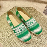 Dior Granville Espadrilles in Green D-Stripes Embroidered Cotton 2021