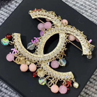 Chanel Beads CC Pendant Large CC Shaped Brooch Pink 2019