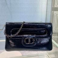Dior Medium DiorDouble Chain Bag in Black Crinkled Patent Lambskin 2021