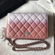 Chanel Two-Tone Calfskin & Resin Logo and Drop WOC Wallet On Chain Bag White/Pink 2018