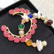 Chanel Beads CC Brooch Pink 2019