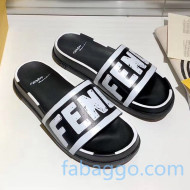 Fendi Roma Joshua Vide Leather Slide Sandal Black 01 2020 