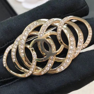 Chanel Crystal Circle Wrap Brooch Gold/Crystal White 2019