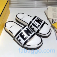 Fendi Roma Joshua Vide Leather Slide Sandal White 2020 
