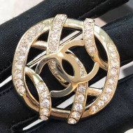 Chanel Crystal Wrap Round Brooch Gold/Crystal White 2019