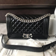 Chanel Small Metallic Crumpled Waxy Calfskin Boy Flap Bag Black 2018