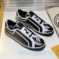 Fendi Roma Joshua Vide Leather Low-Top Sneakers Black 2020