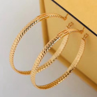 Fendi Baguette Metal Hoop Earrings Gold 2020